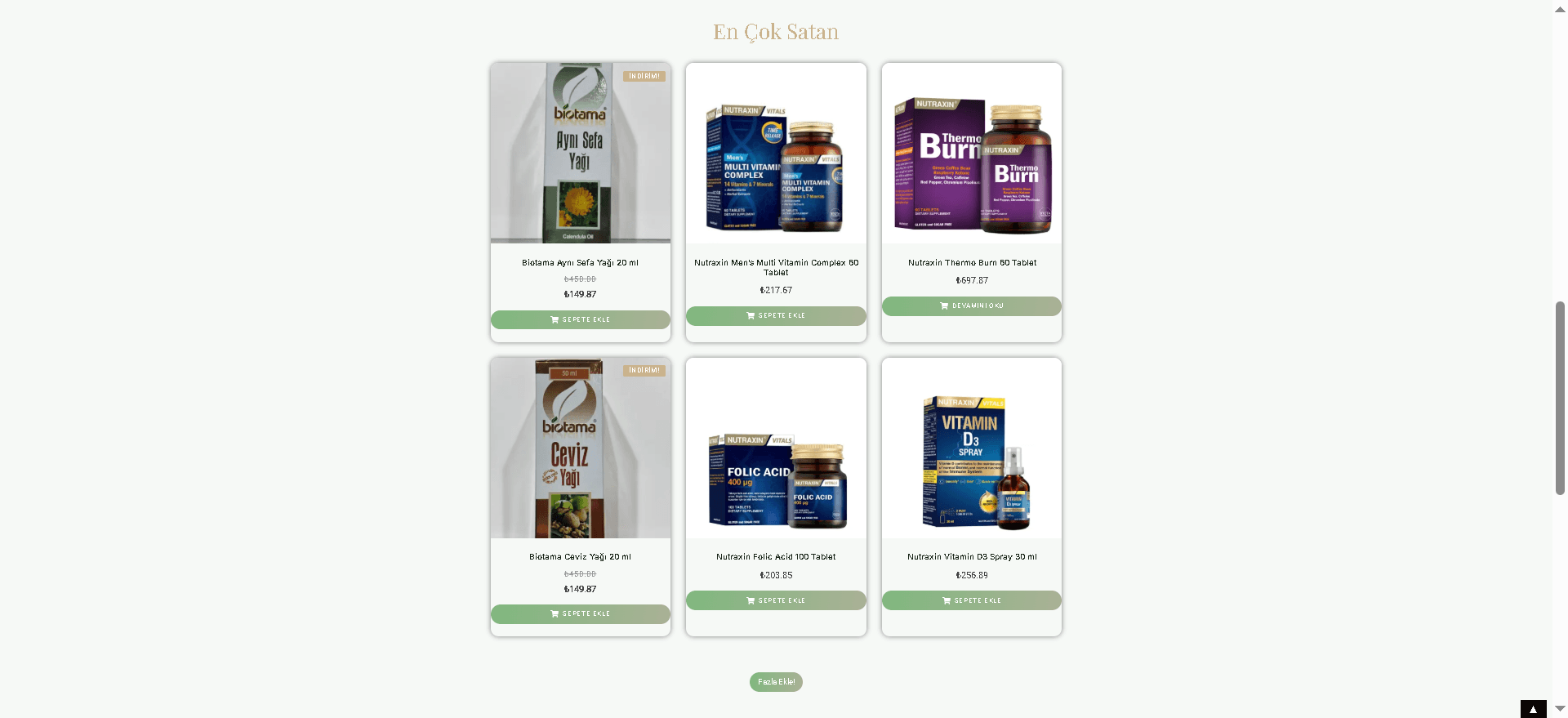 Shop — product gallery and category layout